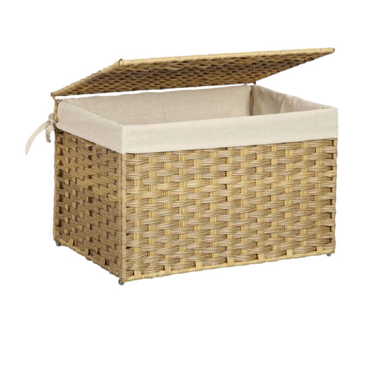 Panier de rangement en osier avec couvercle - 40 x 30 x 25